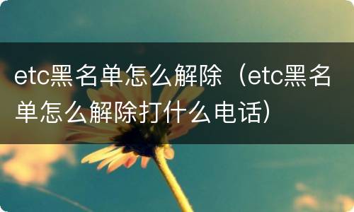 etc黑名单怎么解除（etc黑名单怎么解除打什么电话）