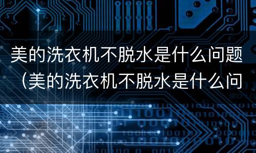 美的洗衣机不脱水是什么问题（美的洗衣机不脱水是什么问题显示e3）