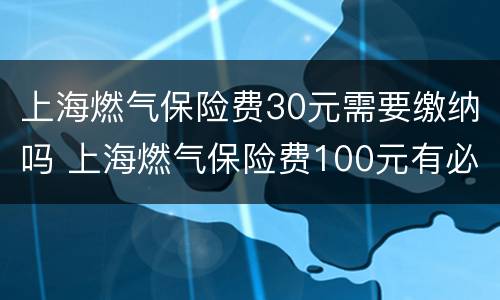 上海燃气保险费30元需要缴纳吗 上海燃气保险费100元有必要交吗