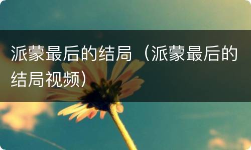 派蒙最后的结局（派蒙最后的结局视频）