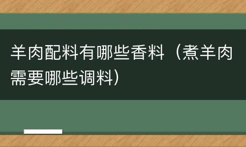 羊肉配料有哪些香料（煮羊肉需要哪些调料）