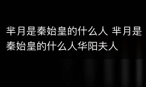 芈月是秦始皇的什么人 芈月是秦始皇的什么人华阳夫人
