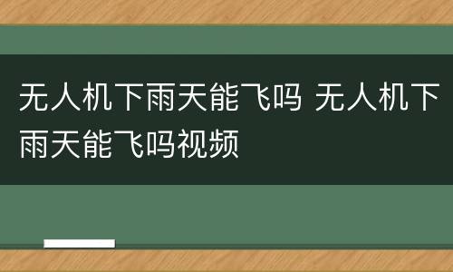 无人机下雨天能飞吗 无人机下雨天能飞吗视频