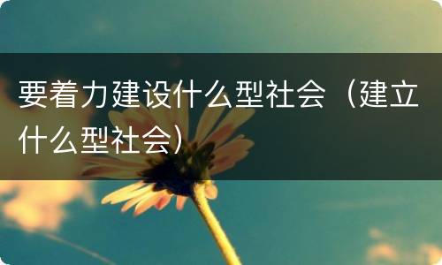 要着力建设什么型社会（建立什么型社会）
