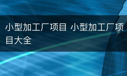 小型加工厂项目 小型加工厂项目大全