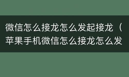 微信怎么接龙怎么发起接龙（苹果手机微信怎么接龙怎么发起接龙）