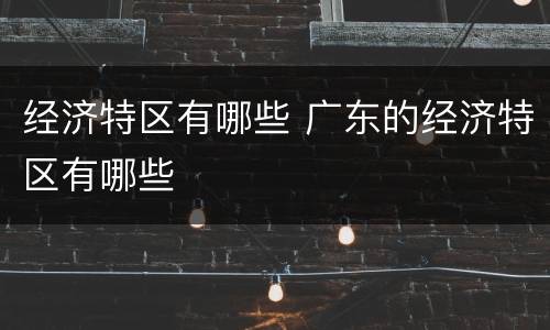 经济特区有哪些 广东的经济特区有哪些