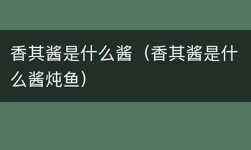 香其酱是什么酱（香其酱是什么酱炖鱼）