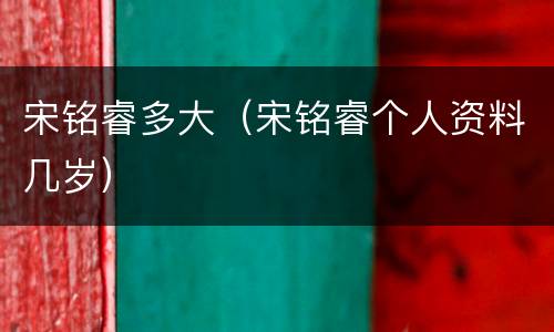 宋铭睿多大（宋铭睿个人资料几岁）