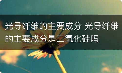 光导纤维的主要成分 光导纤维的主要成分是二氧化硅吗