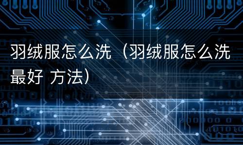 羽绒服怎么洗（羽绒服怎么洗最好 方法）