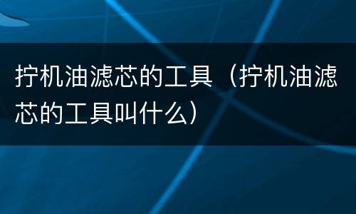 拧机油滤芯的工具（拧机油滤芯的工具叫什么）