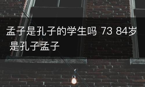 孟子是孔子的学生吗 73 84岁 是孔子孟子