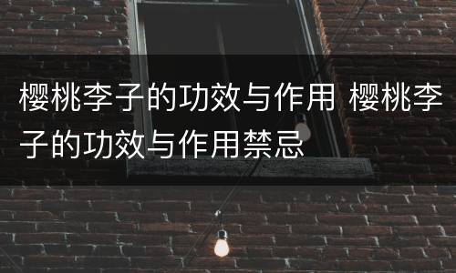 樱桃李子的功效与作用 樱桃李子的功效与作用禁忌