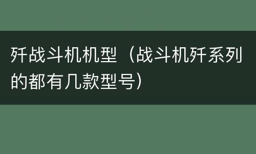 歼战斗机机型（战斗机歼系列的都有几款型号）