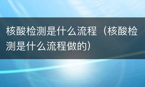 核酸检测是什么流程（核酸检测是什么流程做的）