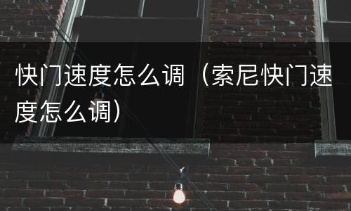 快门速度怎么调（索尼快门速度怎么调）
