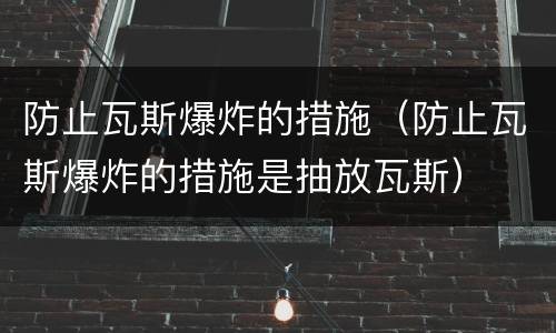 防止瓦斯爆炸的措施（防止瓦斯爆炸的措施是抽放瓦斯）