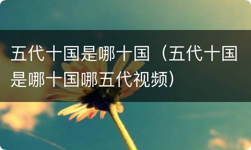 五代十国是哪十国（五代十国是哪十国哪五代视频）
