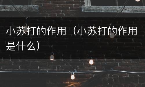 小苏打的作用（小苏打的作用是什么）