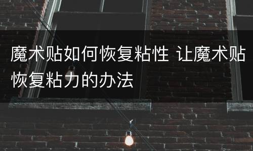 魔术贴如何恢复粘性 让魔术贴恢复粘力的办法