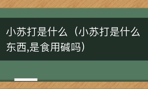 小苏打是什么（小苏打是什么东西,是食用碱吗）
