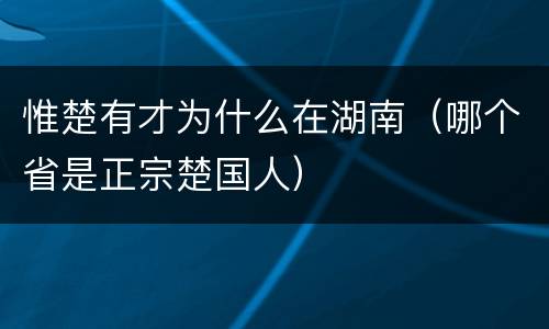 惟楚有才为什么在湖南（哪个省是正宗楚国人）