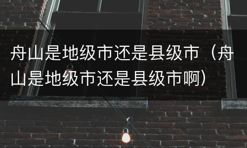 舟山是地级市还是县级市（舟山是地级市还是县级市啊）