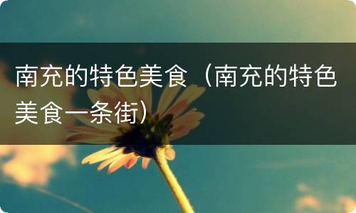 南充的特色美食（南充的特色美食一条街）