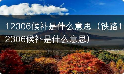 12306候补是什么意思（铁路12306候补是什么意思）