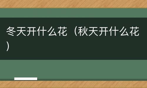 冬天开什么花（秋天开什么花）