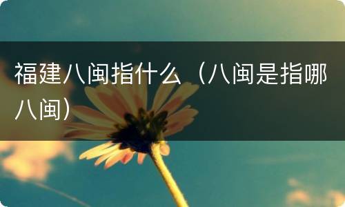 福建八闽指什么（八闽是指哪八闽）