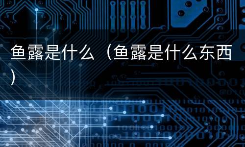 鱼露是什么（鱼露是什么东西）