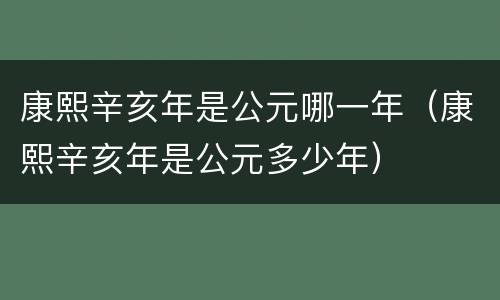 康熙辛亥年是公元哪一年（康熙辛亥年是公元多少年）