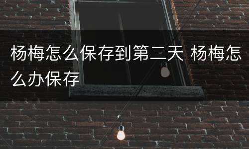 杨梅怎么保存到第二天 杨梅怎么办保存