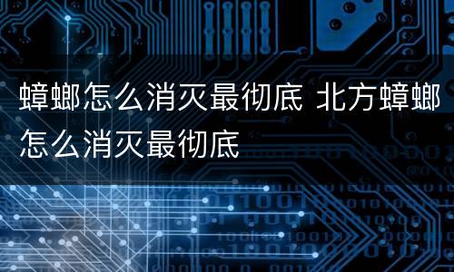 蟑螂怎么消灭最彻底 北方蟑螂怎么消灭最彻底
