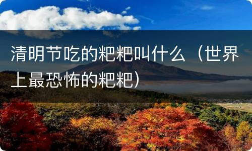 清明节吃的粑粑叫什么（世界上最恐怖的粑粑）