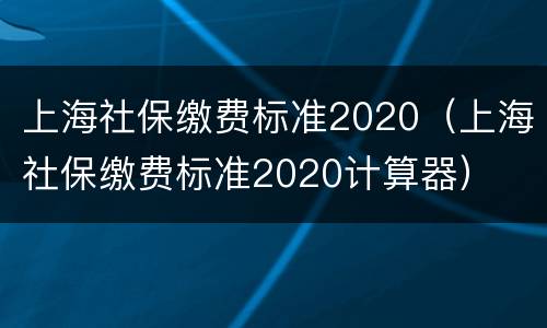 上海社保缴费标准2020（上海社保缴费标准2020计算器）