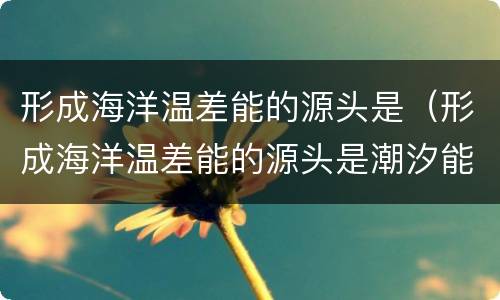 形成海洋温差能的源头是(形成海洋温差能的源头是潮汐能) 形成海洋温差能的源头是(形成海洋温差能的源头是潮汐能)