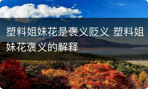 塑料姐妹花是褒义贬义 塑料姐妹花褒义的解释