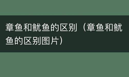 章鱼和鱿鱼的区别（章鱼和鱿鱼的区别图片）