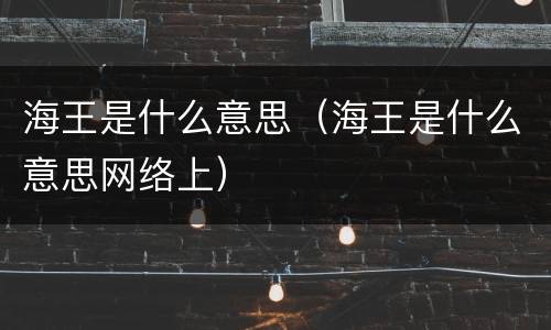 海王是什么意思（海王是什么意思网络上）
