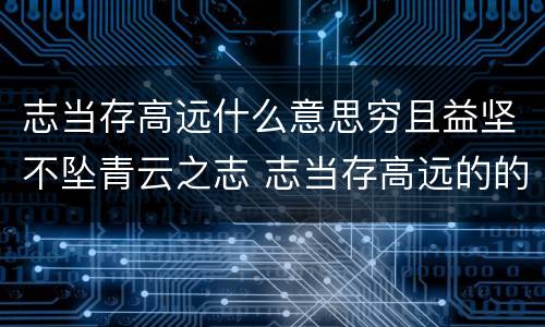 志当存高远什么意思穷且益坚不坠青云之志 志当存高远的的意思解释