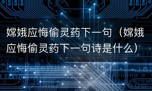 嫦娥应悔偷灵药下一句（嫦娥应悔偷灵药下一句诗是什么）