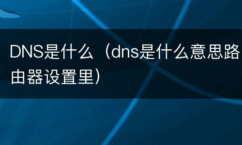 DNS是什么（dns是什么意思路由器设置里）