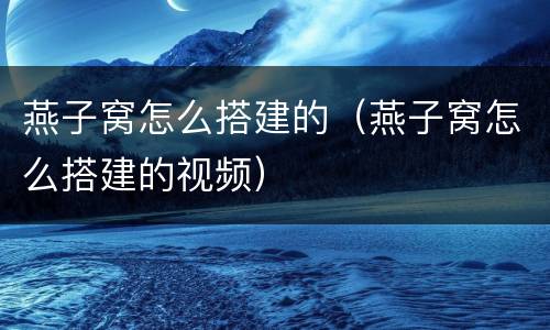 燕子窝怎么搭建的（燕子窝怎么搭建的视频）