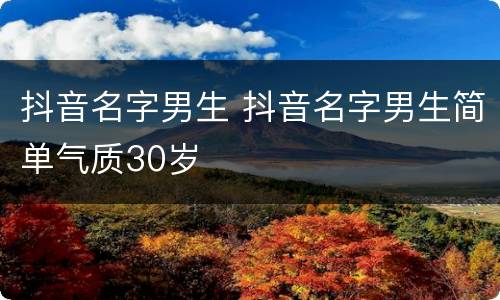 抖音名字男生 抖音名字男生简单气质30岁