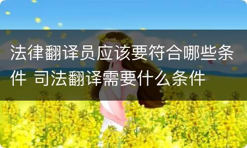 法律翻译员应该要符合哪些条件 司法翻译需要什么条件