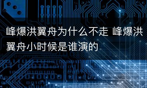 峰爆洪翼舟为什么不走 峰爆洪翼舟小时候是谁演的