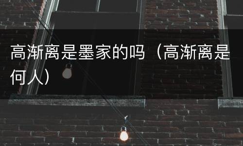 高渐离是墨家的吗（高渐离是何人）